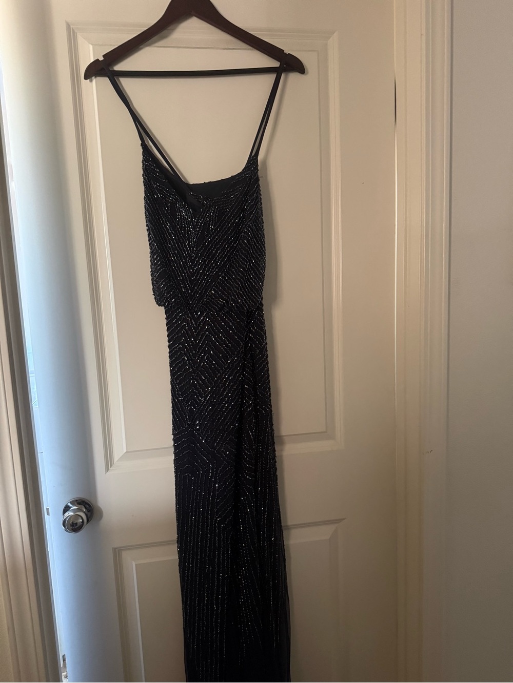 Camille La Vie Black Beaded Spaghetti Strap Maxi Dress